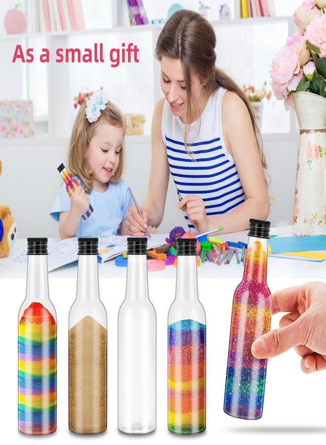 eispap 24 Pcs 5.6oz Plastic Sand Art empty Bottles with Black metal seal cover Wish Message Bottle Containers Clear Potion Bottles with Plastic Funnels for DIY Craft Wedding Birthday Party Black Cap - Image 5